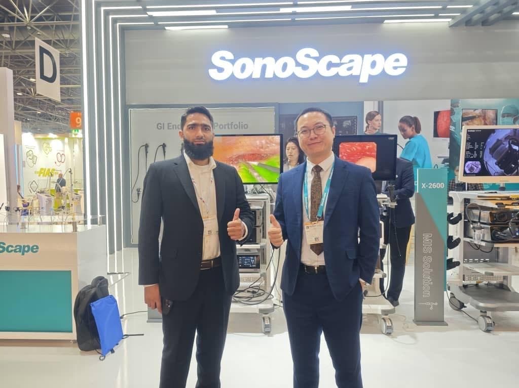 Idea Medicals at the SonoScape booth during the MEDICA international medical trade fair